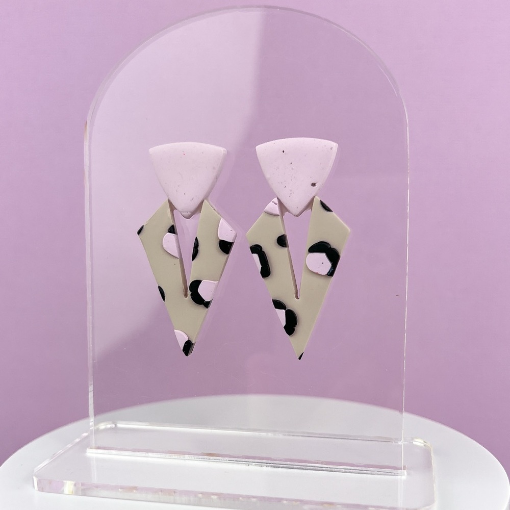 Leopard Print Design Handmade Polymer Clay Earrings Lightweight Funky